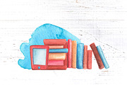 Vintage Books Watercolor Clipart, a Decorative Illustration by RabbitAndPencil (Thumbnail 9 of 12)
