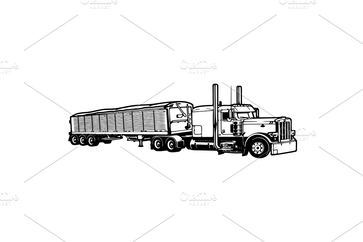 American truck, peterbilt truck, an Illustration by Digital-Clipart
