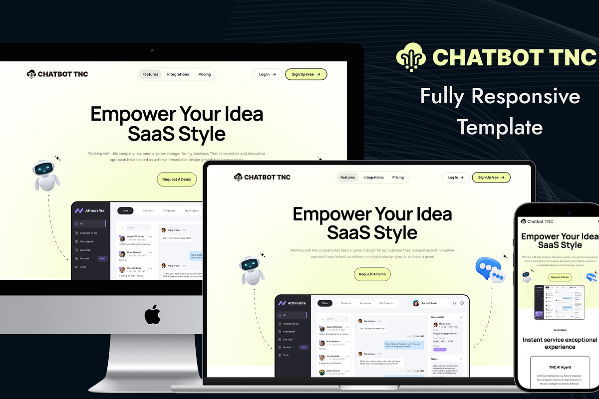 Chatbot TNC - SaaS Website Template preview 2