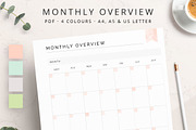 PRINTABLE Monthly Overview, a Stationery Template by Studio Sirona (Thumbnail 1 of 4)