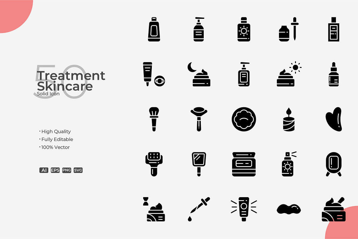 Treatment Skincare Solid Icons, a Solid Icon by Bloodline