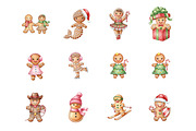 Christmas Gingerbread Man Clipart, an Illustration by SinaCreation (Thumbnail 2 of 7)
