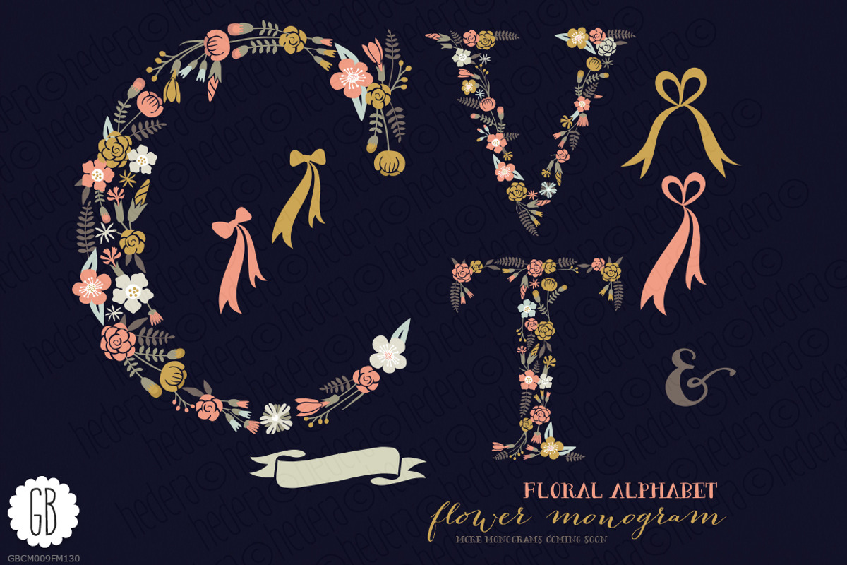 Floral letters, monogram, floral CVT, a Decorative Illustration by GrafikBoutique (Photo 1 of 3)