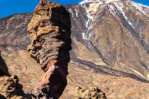 Roque Cinchado rock formation and Mount Teide in Tenerife Spain