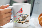 Birds on Water Fountain Clipart Set, an Animal Illustration by The Twin Lakes Studio (Thumbnail 2 of 9)