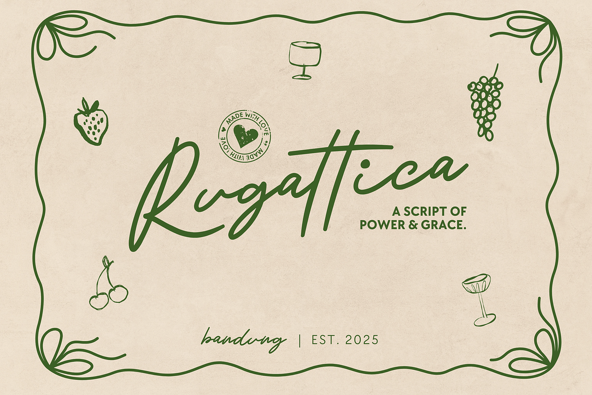 Rugattica – A Graceful Script, a Script Font by Creacy Studio (Photo 1 of 11)
