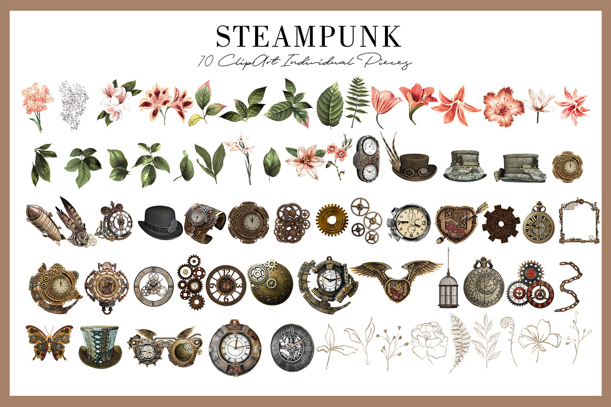 Steampunk | 70 Elements ClipArt, an Illustration by Luiz da Rolt Grathwohl (Photo 2 of 7)