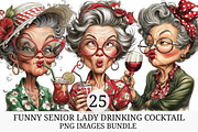 Funny Senior Lady Drinking Cocktail, an Illustration by Craft Nest (Thumbnail 1 of 9)