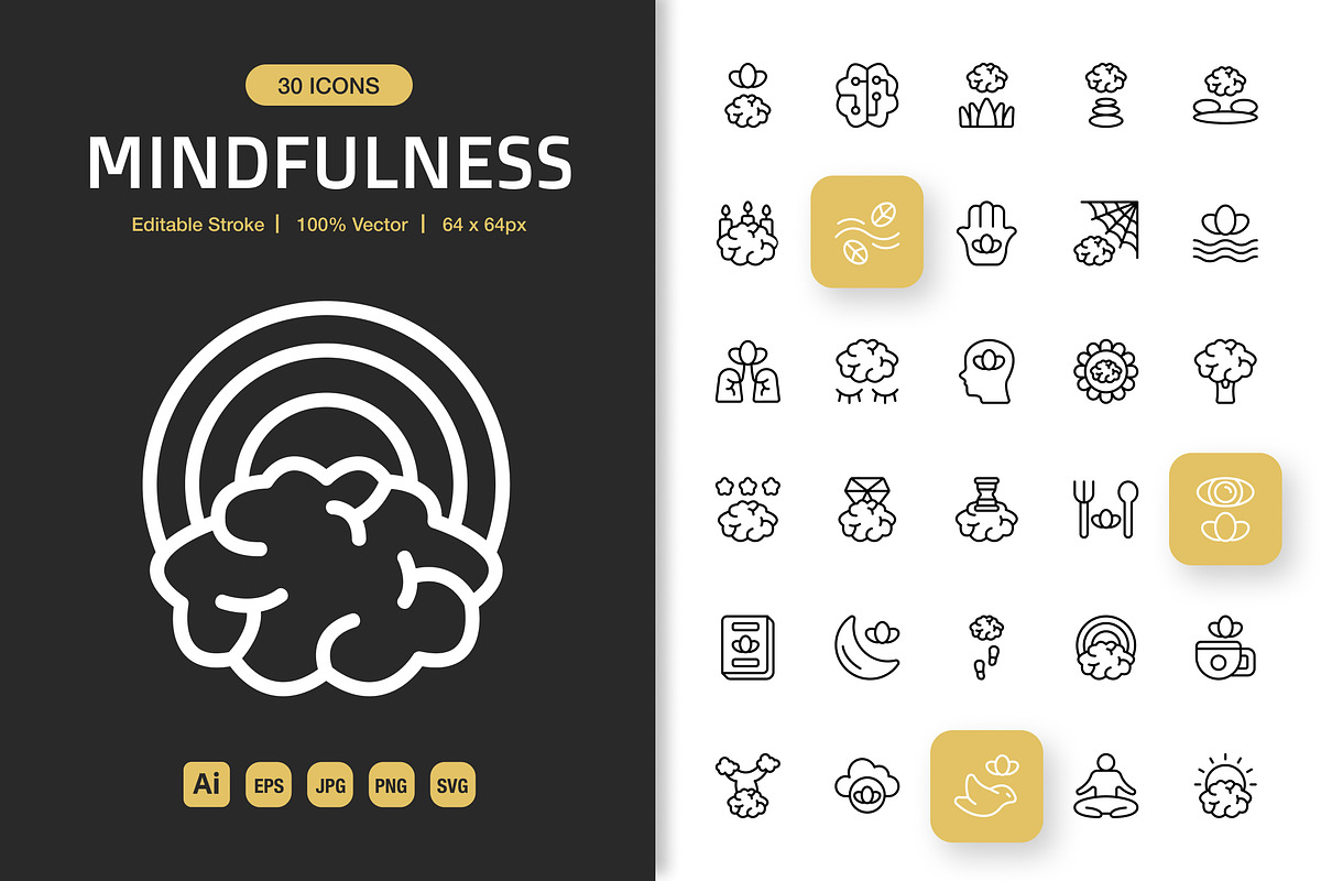 Mindfulness Icons, an Icon by Spacepixel Creative
