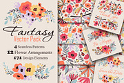 Fantasy Flowers, a Pattern Graphic by Lidiebug (Thumbnail 1 of 3)