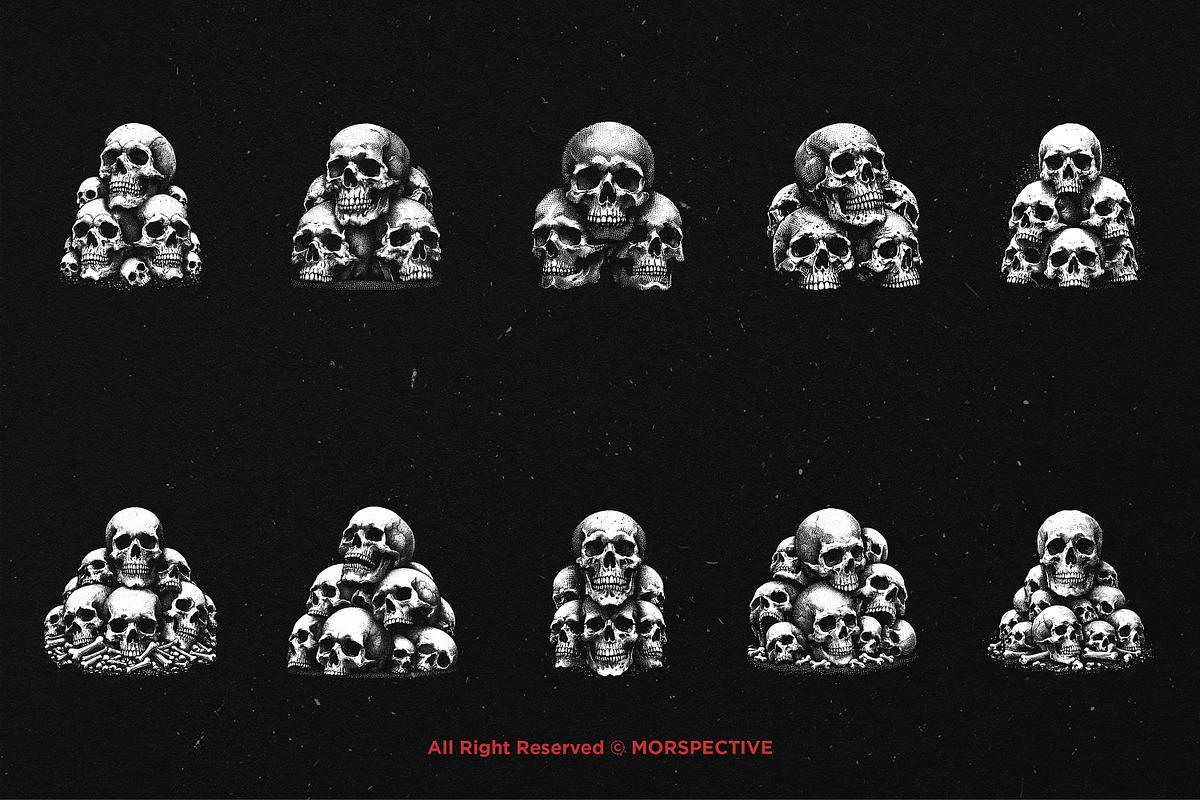 10 Bundle Dark Art Skull Head Pile, an Illustration by Morspective (Photo 6 of 7)