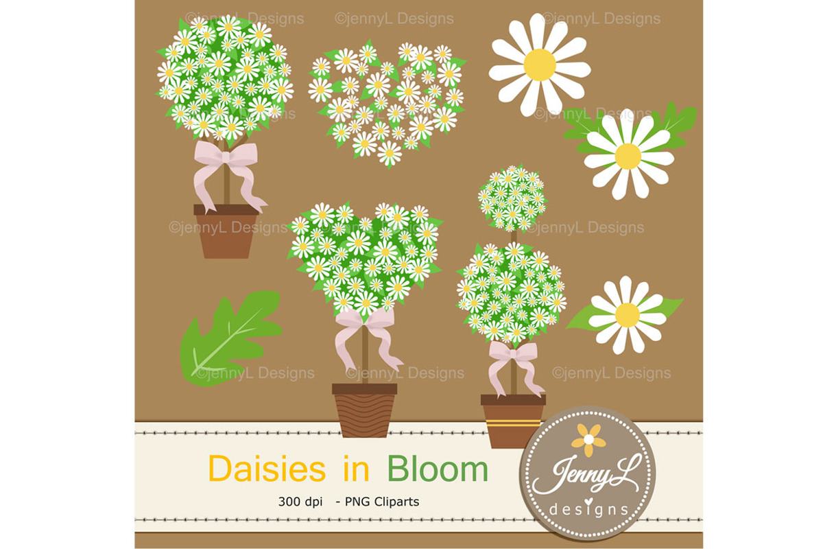 Daisy Flower Digital Paper Clipart, a Pattern Graphic by JennyL Designs (Photo 3 of 8)