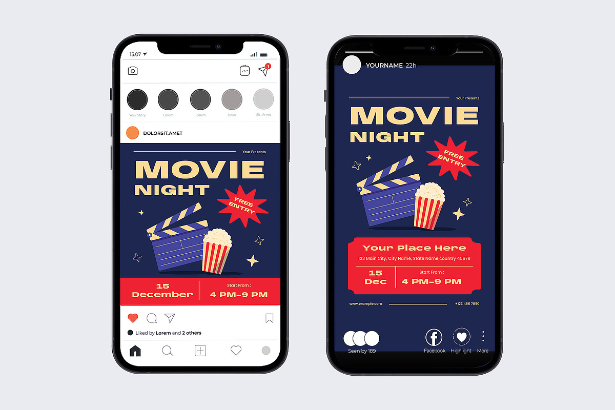 Movie Night Flyer Set, a Flyer Template by Siska Arista (Photo 2 of 2)