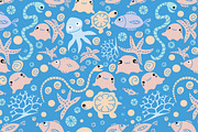 Funny sea. Set of semless patterns., a Pattern Graphic by tamara.comotomka (Thumbnail 1 of 4)