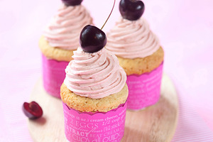 Three Cherry Cupcakes