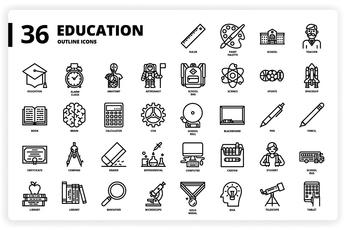 3,600 Icons x3 Styles, an Outline Icon by monkik (Photo 113 of 299)