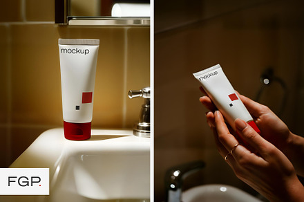 Hand Cream Tube Mockup - Film style