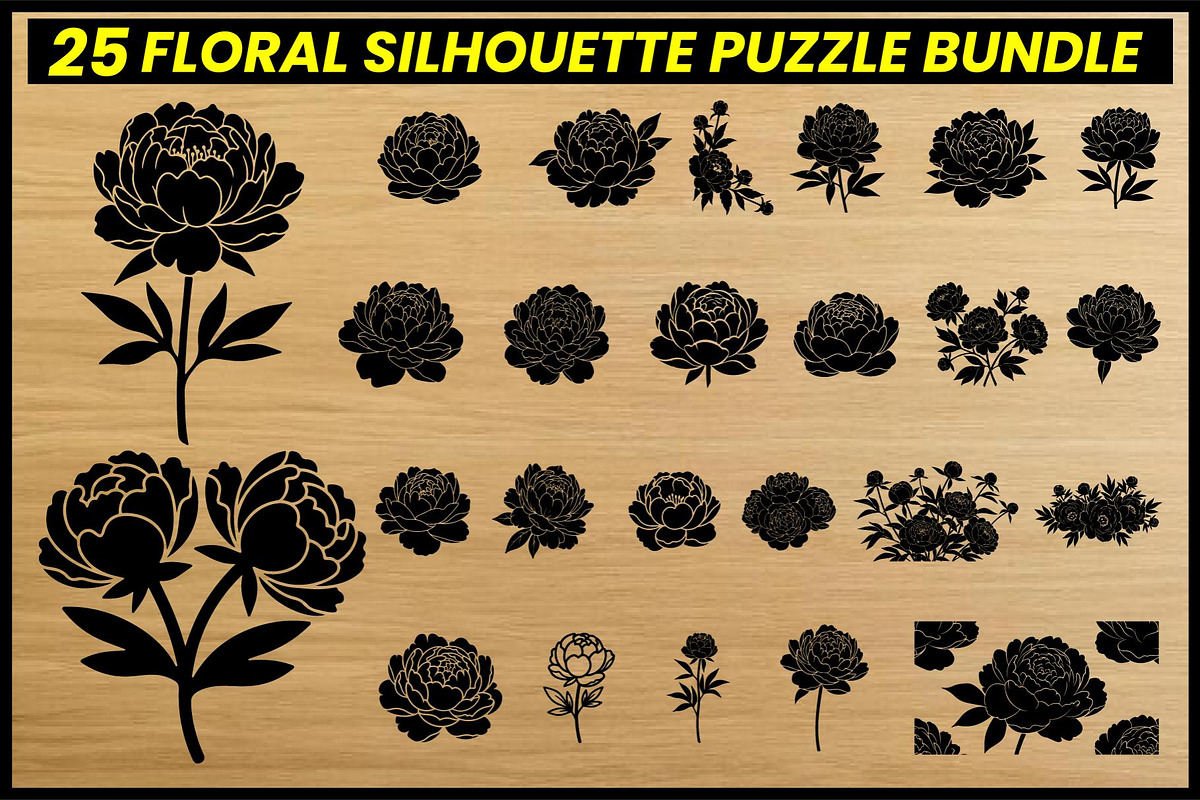 Floral Silhouette Puzzle Bundle, an Object Illustration by Artivon (Photo 1 of 7)