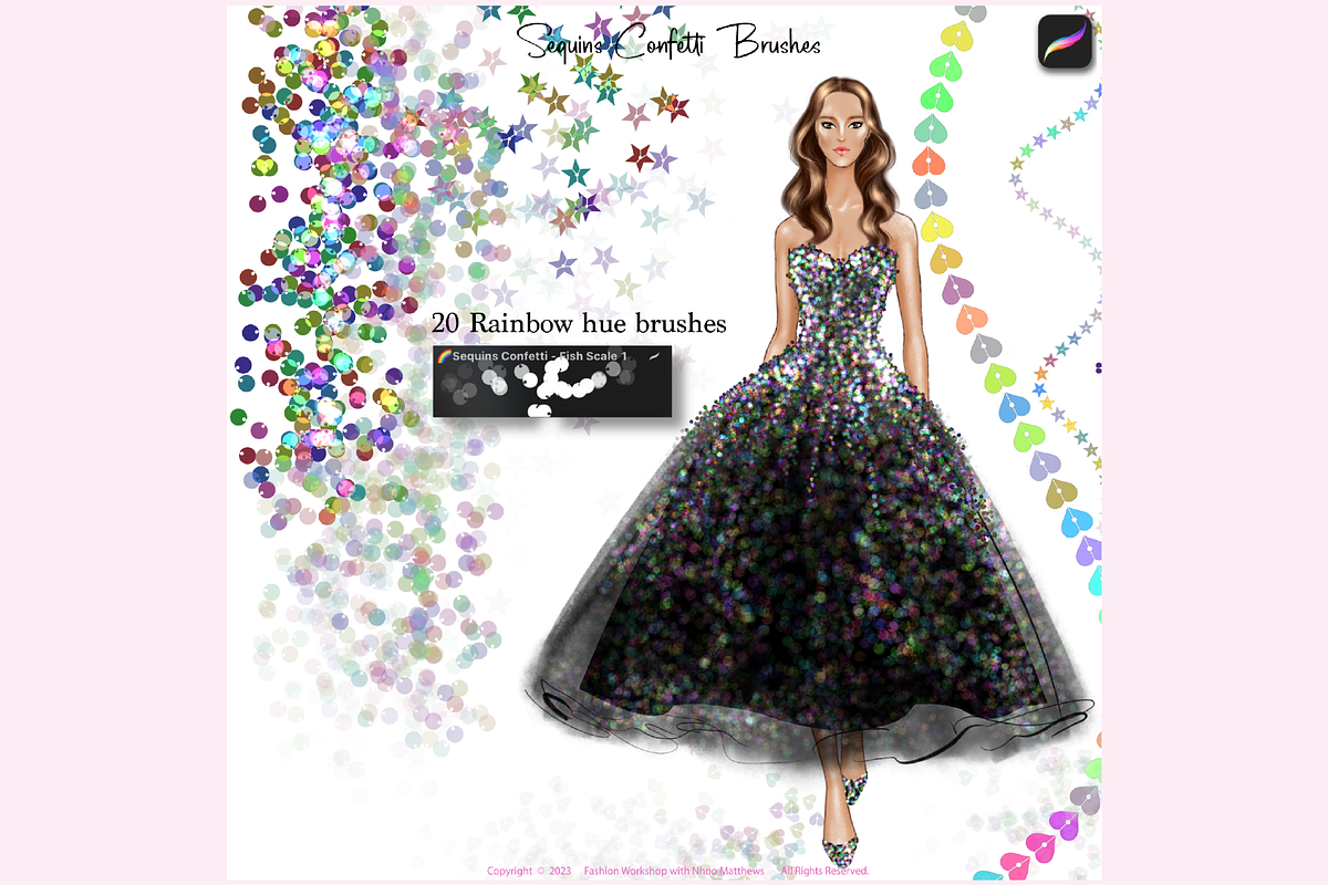 SEQUINS CONFETTI Procreate Brushes, a Brush Add-On by Fashion Workshop Bkk (Photo 5 of 11)
