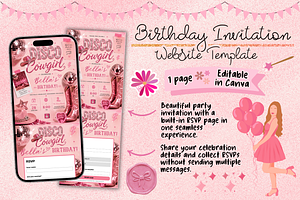Disco Cowgirl Birthday RSVP Website