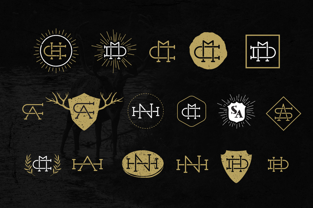 24 Vintage Logos + Monograms Pack, a Branding & Logo Template by DesignLux (Photo 5 of 5)
