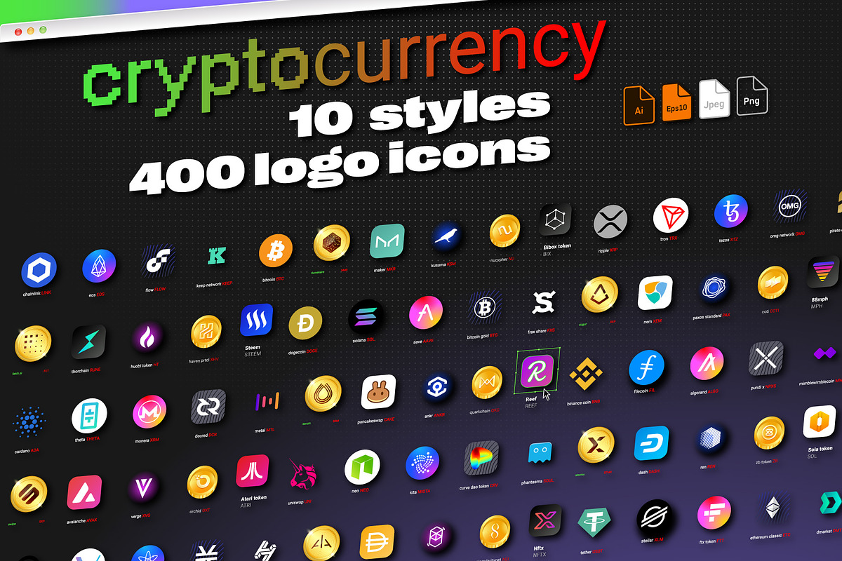 Crypto Currency Logos Bundle, a Branding & Logo Template by karnofff (Photo 1 of 13)