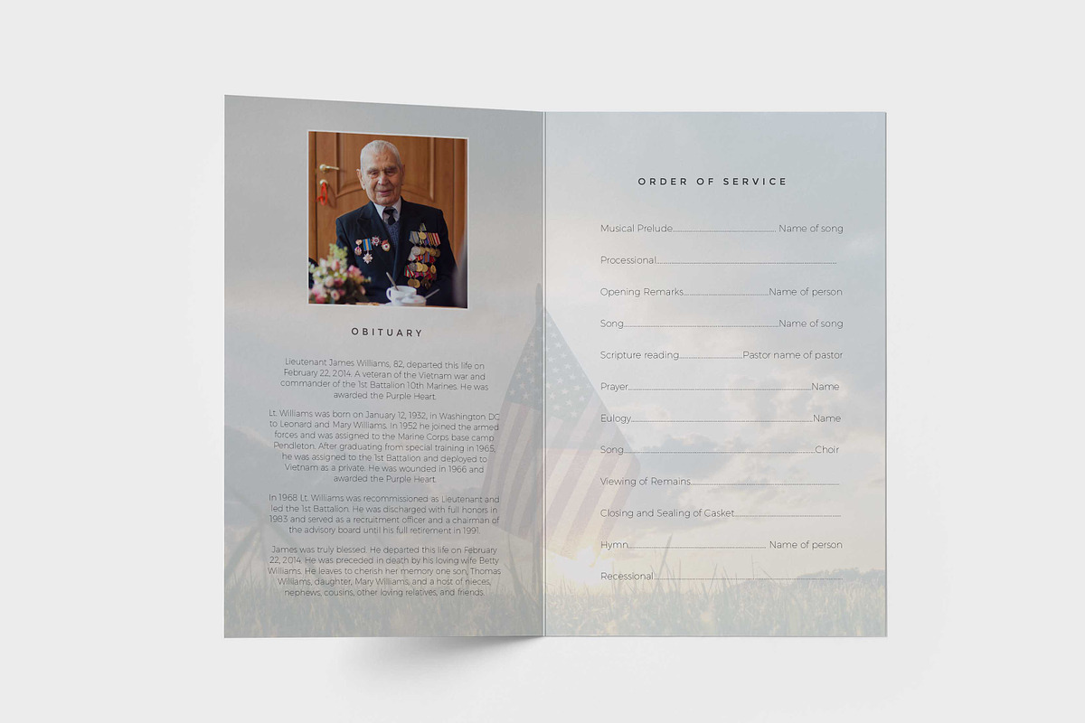 Military funeral program template, a Flyer Template by inserenity (Photo 3 of 6)