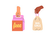 Hands holding shopping bags set, an Object Illustration by PaperTrident (Thumbnail 2 of 6)