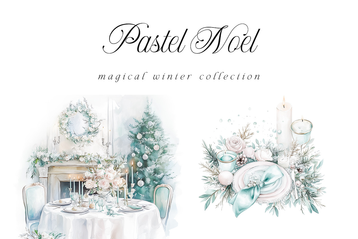 Pastel Noel - Magical Winter Set, a Seasonal Illustration by studioequinox (Photo 6 of 10)