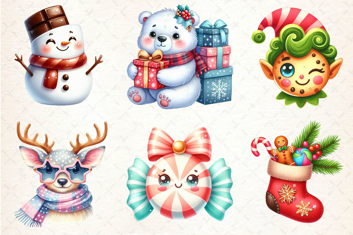 Cute Sweet Christmas Clipart PNG, an Illustration by Dream Creation (Photo 4 of 7)