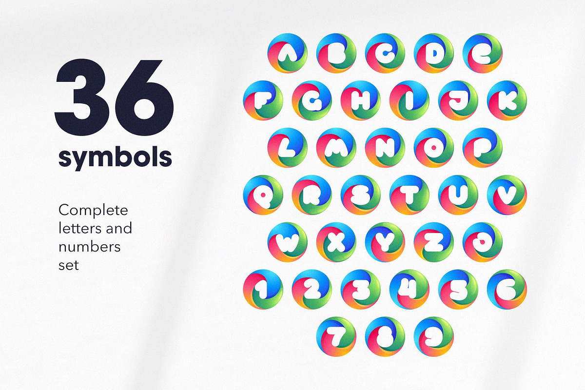 Swirling loop letters & numbers set, a Branding & Logo Template by kaer ...