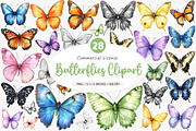 Watercolor Butterflies Clipart, an Illustration by SinaCreation (Thumbnail 1 of 5)