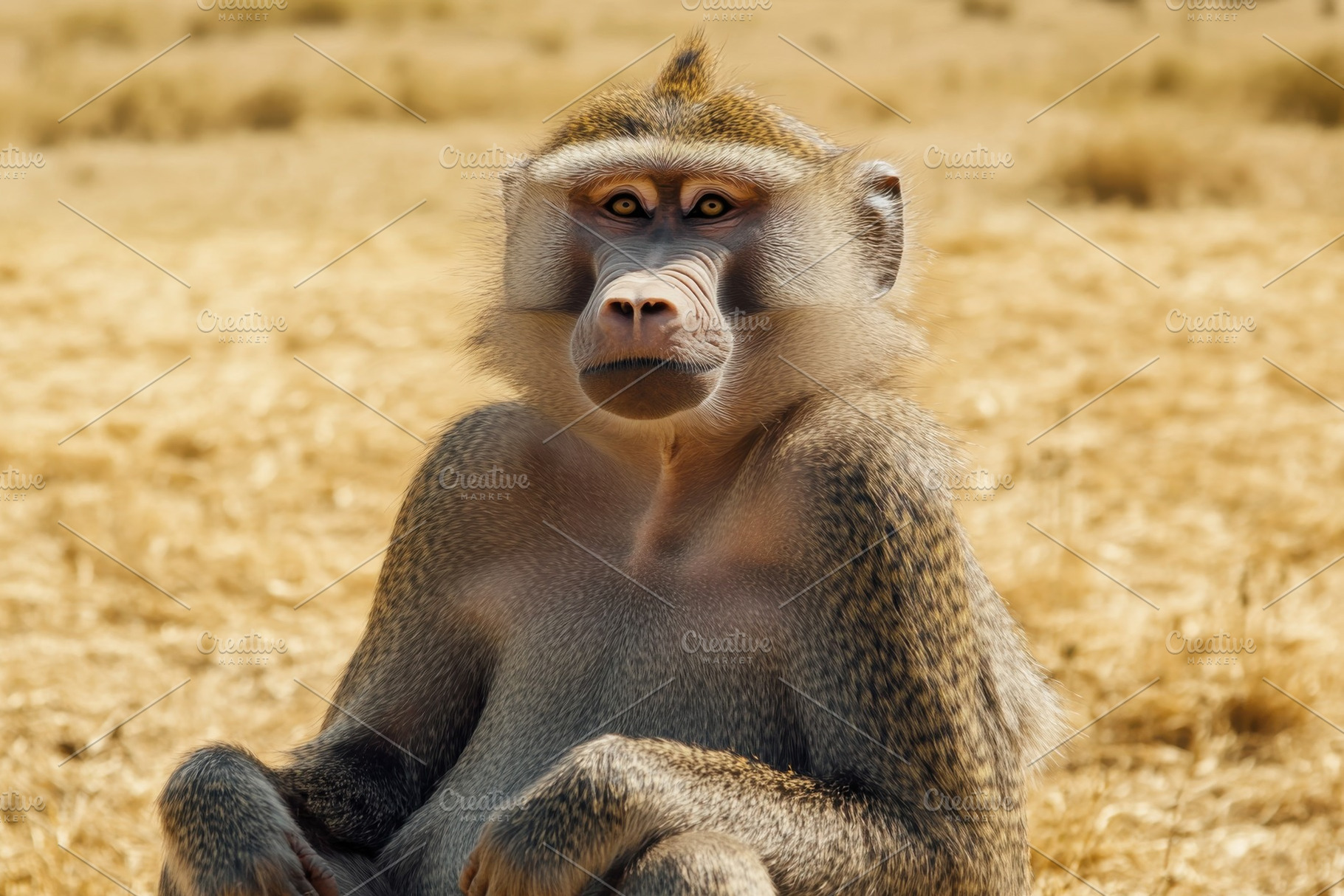 Chacma baboon sitting quietly in the, a Photo by Iftikhar Alam