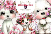 Whimsical Spring Dogs Clipart, an Illustration by CreationArt (Thumbnail 1 of 7)