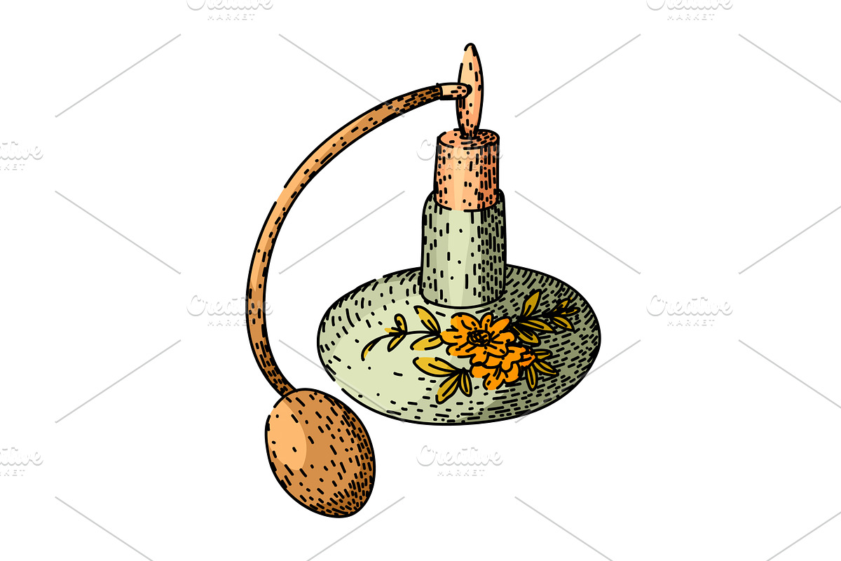 scent perfume automizer sketch hand, an Illustration by pikepicture