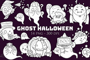 Ghost Halloween Digital StampOutline, a Seasonal Illustration by Peekadillie Art (Thumbnail 1 of 3)