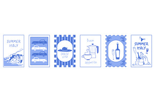 Summer Italy postcard stamp set, a Sport Illustration by art PVP - market