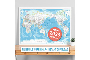 Vector World Map - Pacific View