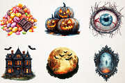 Massive Halloween Watercolor PNG Set, an Illustration by RobertsArt (Thumbnail 3 of 7)