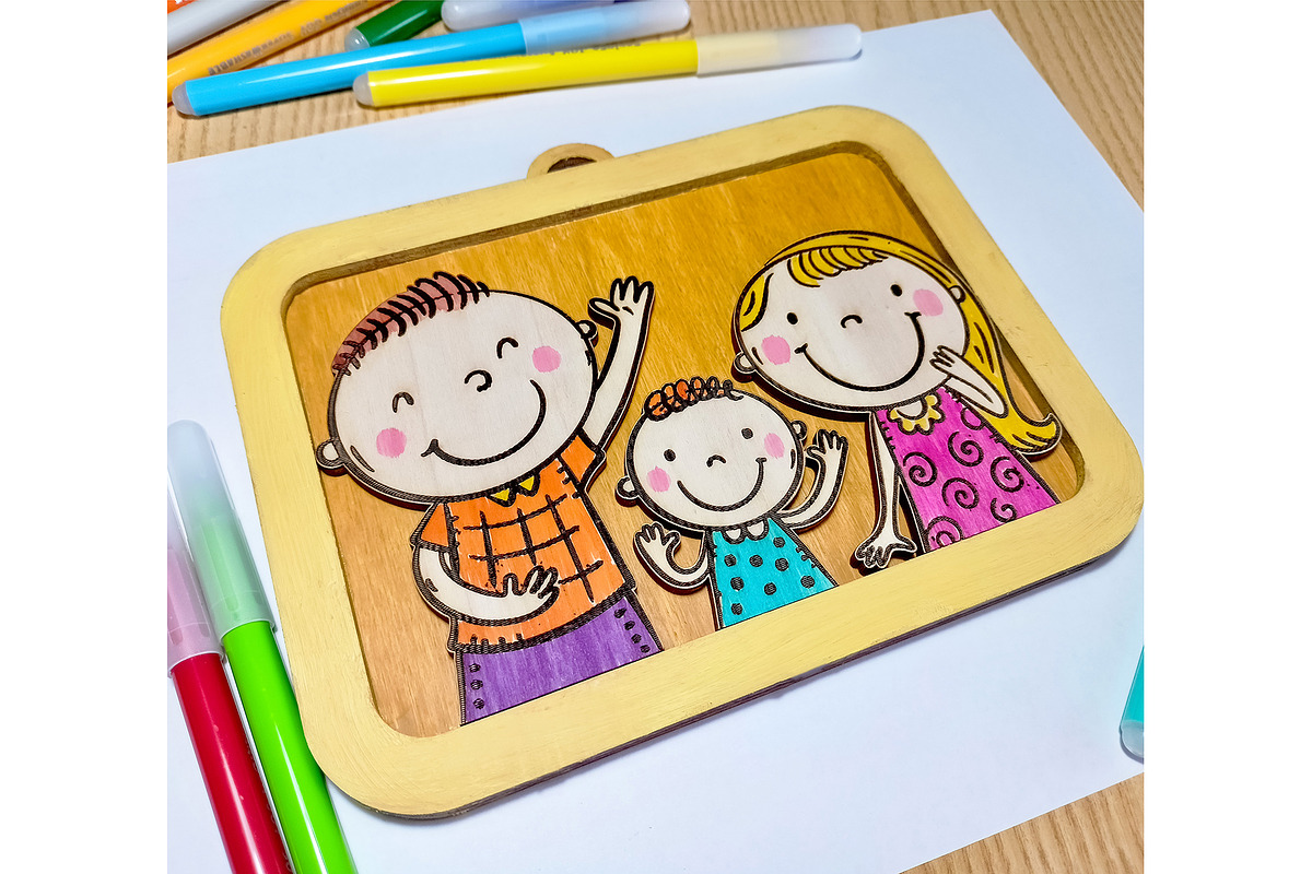 Custom Family Portrait Laser Cut, an Object Graphic by Bubert Art (Photo 6 of 10)
