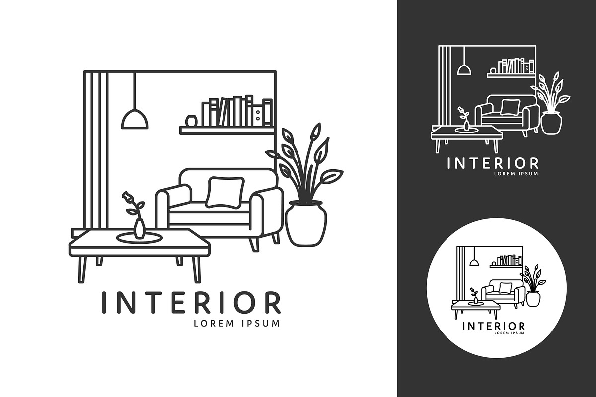 Modern Living Room Interior Design, a Branding & Logo Template by Saba Vector