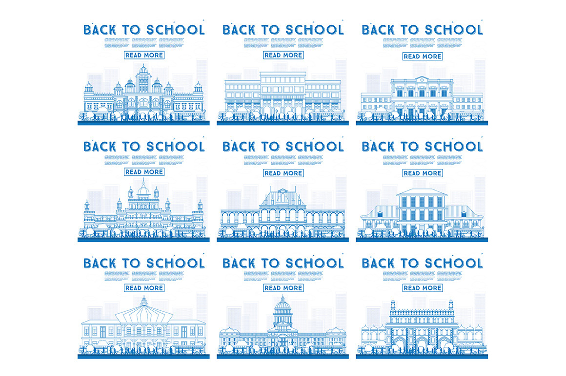 Outline Set of University | Education Illustrations ~ Creative Market