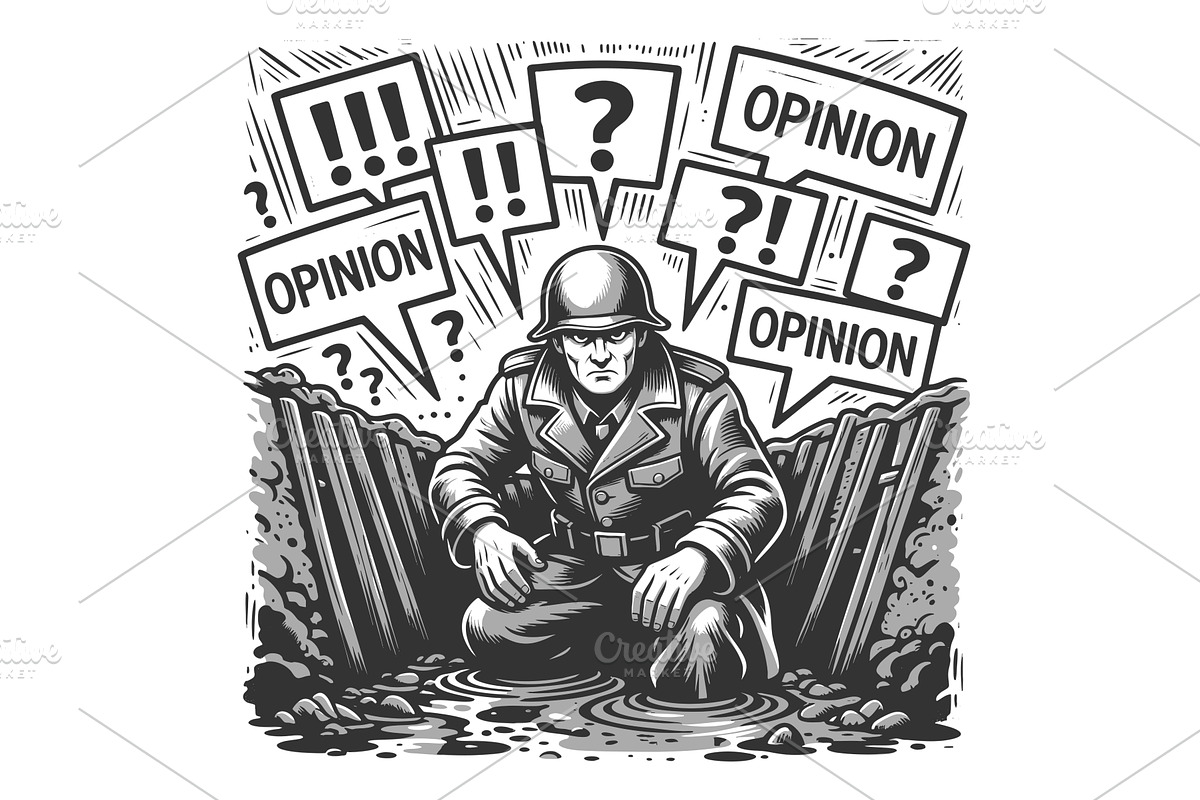 Soldier in Trench Overwhelmed by, a Person Illustration by AlexArt