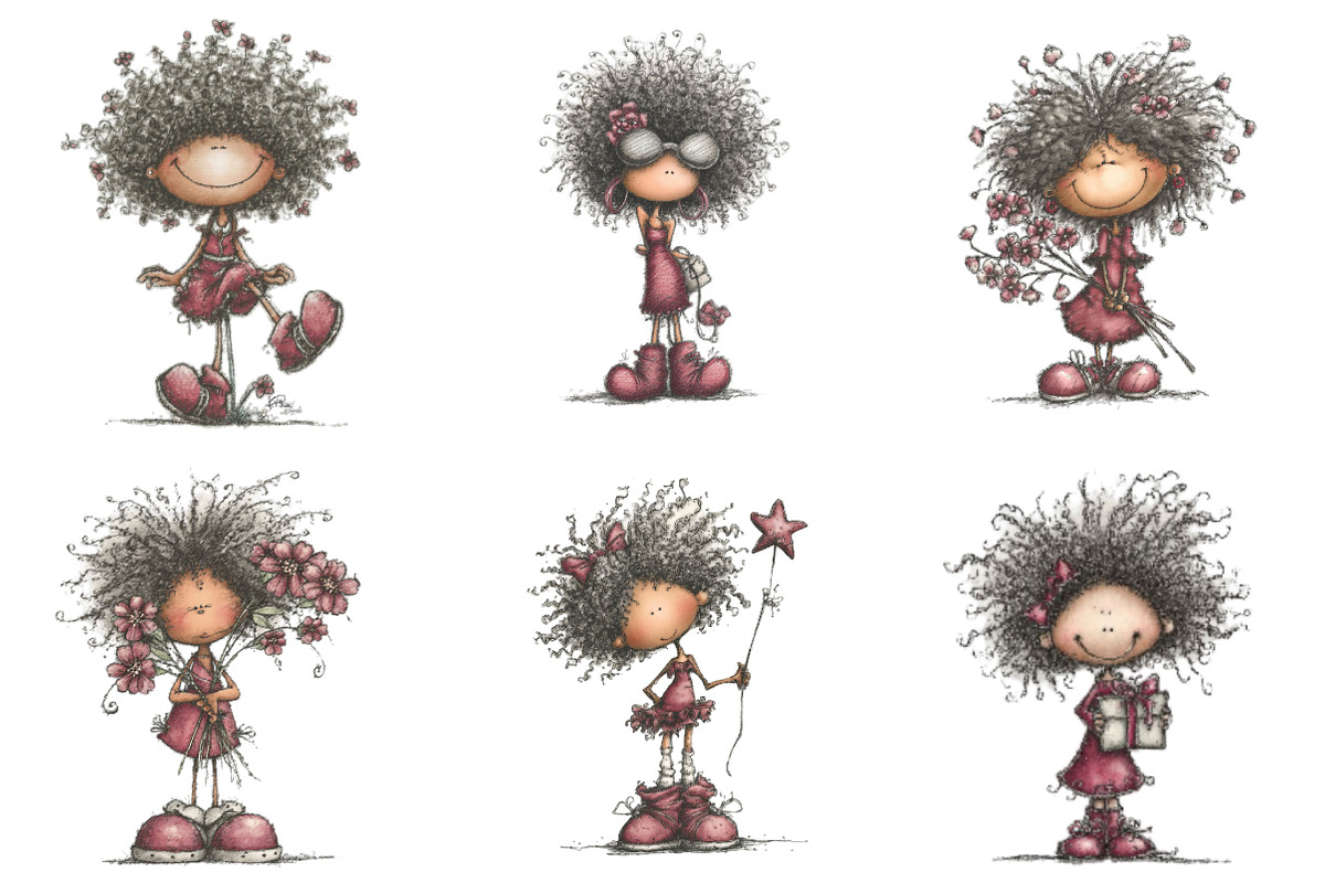 Whimsical Black Afro Girl Clipart, an Illustration by Designking (Photo 4 of 7)