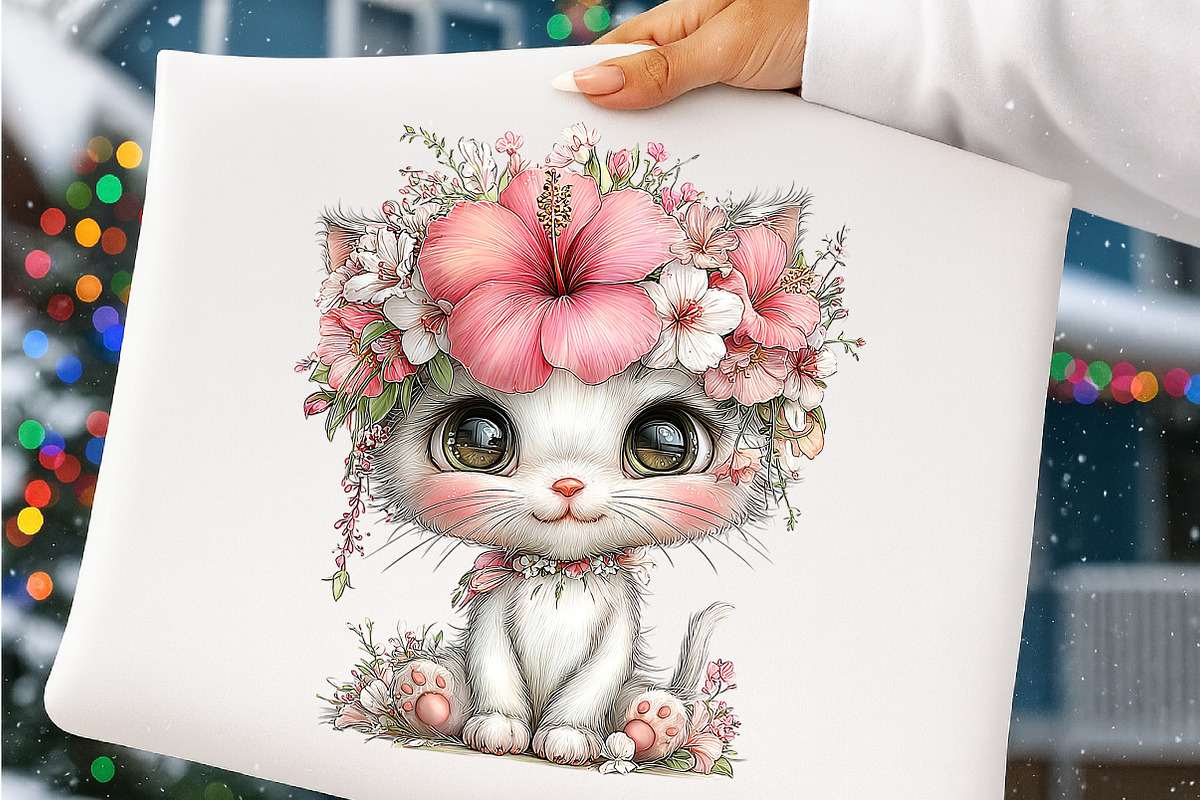 Whimsical Summer Cat Clipart, an Illustration by SinaCreation (Photo 5 of 7)