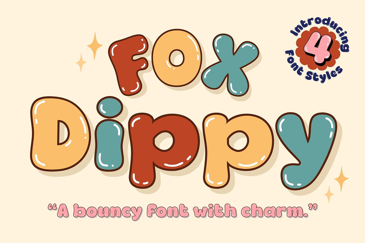Fox Dippy : 4 Font Styles, a Handwritten Font by Fox7 By Rattana (Photo 1 of 14)