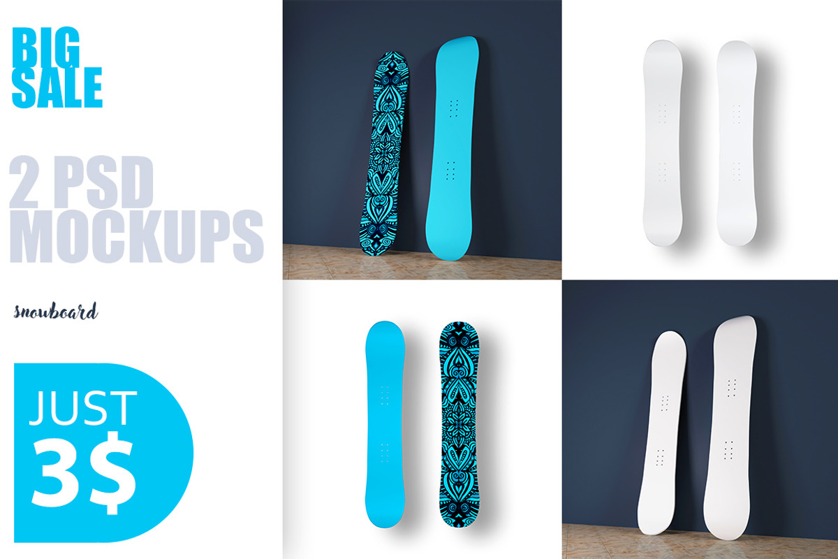 2PSD mockups with snowboard, a Product Mockup by Radmila