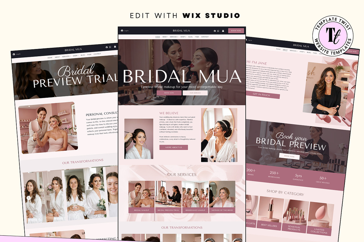 Bridal Makeup Website, a Wix Template by Template Twist Shop (Photo 2 of 9)