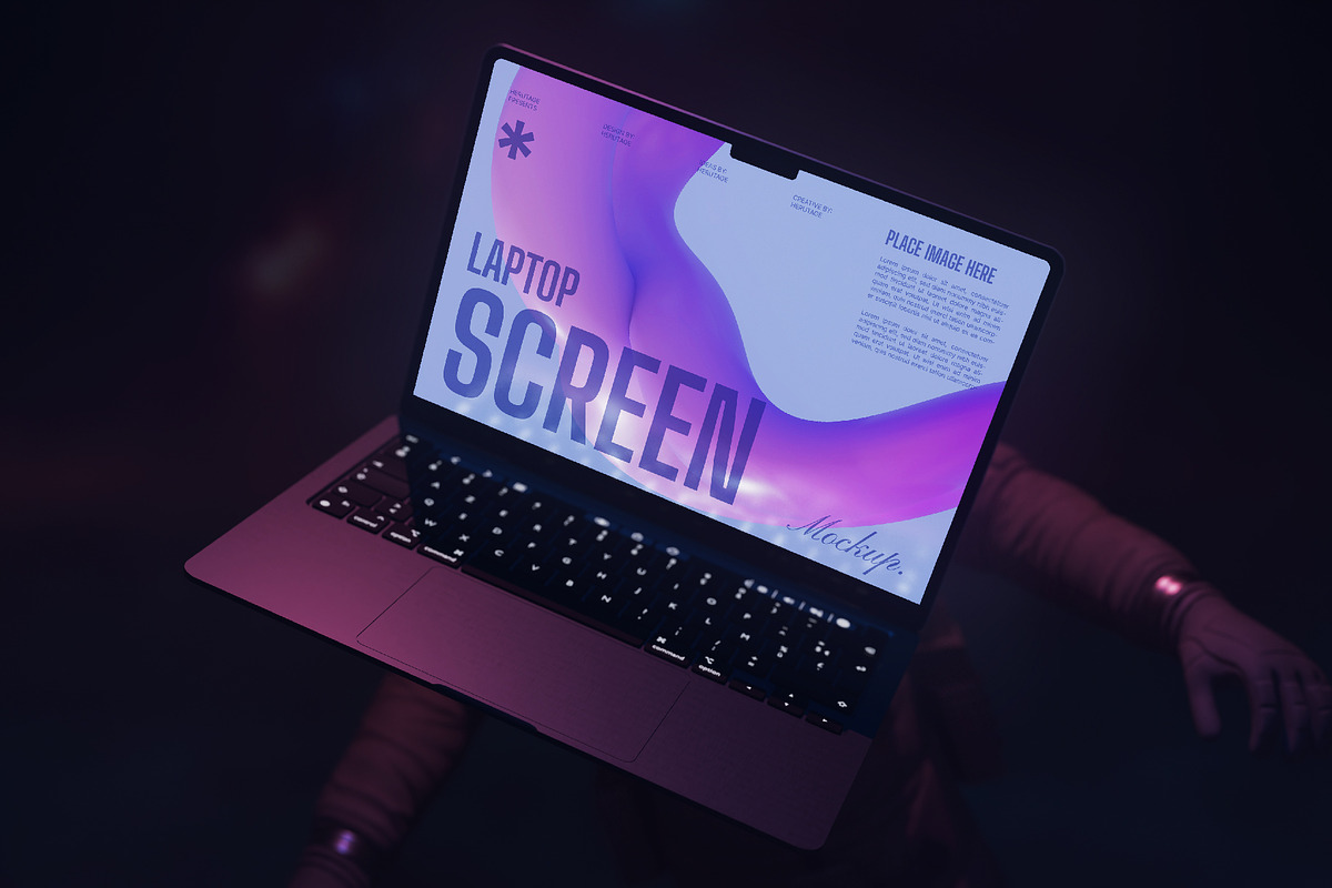 Laptop Screen Mockup, a Wearable Device Mockup by herutage (Photo 4 of 4)