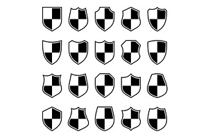 Set of various vintage shield icons, an Object Illustration by 32pixels
